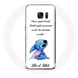 Coque pour Samsung Galaxy S6 Lilo et Stitch Ohana Citation Blanc Maniacase pas cher