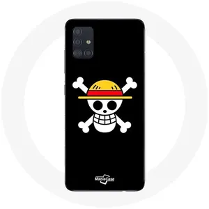 Coque pour Samsung Galaxy A71 One Piece Manga Tete de Mort Fond Noir Maniacase pas cher