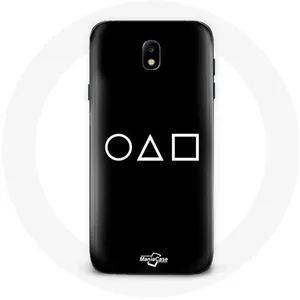 Coque pour Samsung Galaxy J5 2017 Squid Game logo symboles cercle carre triangle Fond Noir Maniacase pas cher
