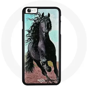 Coque pour Iphone 8 Plus Cheval noir course Maniacase pas cher