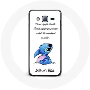 Coque pour samsung galaxy J3 Lilo et Stitch Ohana Citation Blanc Maniacase pas cher