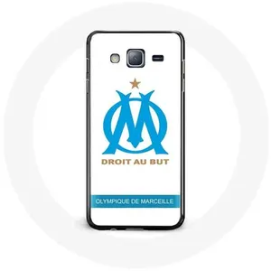 Coque pour samsung galaxy J3 Olympique de Marseille Logo Fond Blanc Maniacase pas cher