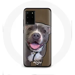 Coque pour Samsung Galaxy S11 Plus Chien Pitbull Blanc gris Maniacase pas cher