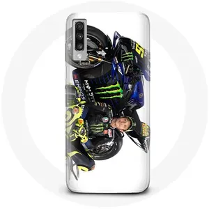 Coque pour Samsung Galaxy A50 Valentino Rossi Pilote de vitesse fond blanc Maniacase pas cher