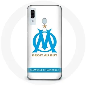 Coque pour Samsung Galaxy A40 Olympique de Marseille Logo Fond Blanc Maniacase pas cher