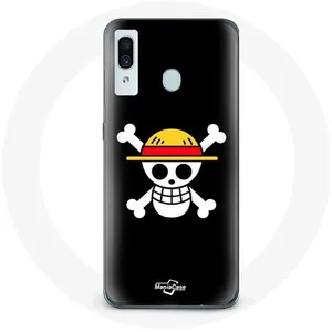 Coque pour Samsung Galaxy A40 One Piece Manga Tete de Mort Fond Noir Maniacase pas cher