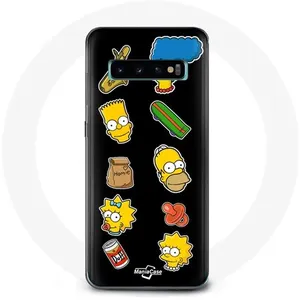 Coque pour Samsung Galaxy s10 edge Les Simpson autocollants fond noir Maniacase pas cher