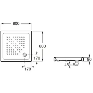 Receveur de douche ITALIA 80X80x8cm céramique blanc - ROCA - A3740HJ00... pas cher