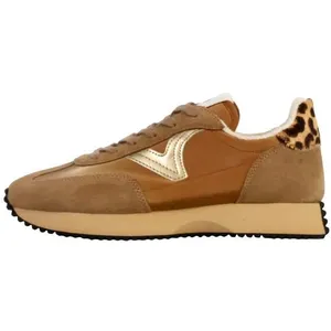 Basket Basse Cuir - VICTORIA - Camel - Lacets - Plat - Femme pas cher