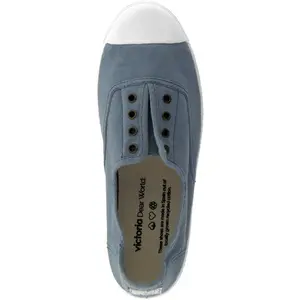 Baskets sans lacets toile lavée femme Victoria 1915 Anglaise - bleu atlantique - 42 pas cher