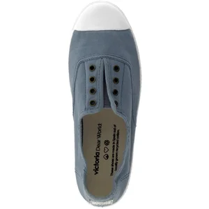 Baskets sans lacets toile lavée femme Victoria 1915 Anglaise - bleu atlantique - 42 pas cher