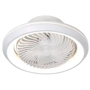 GSC Ventilateur de plafond rotatif Bhoor DC avec lumière CCT réglable et commande Ø50 Blanc pas cher