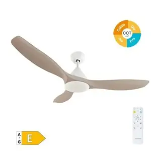 EDM Ventilateur de plafond Luma avec lumière led à intensité variable et télécommande (40 w 3CCT 1534 lm) blanc pas cher