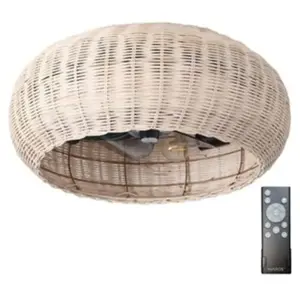 EDM - Ventilateur de plafond 'Matera' avec télécommande 4xE27 (moteur 20W dc 230V) effet bois pas cher