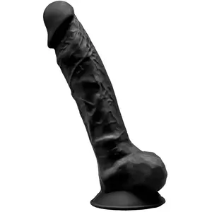 SILEXD - Realistische Dildo met Testikels - 23 x 4,4 cm - Zwart pas cher