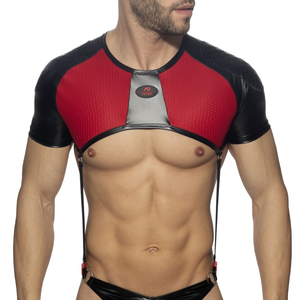 Harnais Crop Top avec sangles Gladiator Shoulder Noir-Rouge rouge XS/S