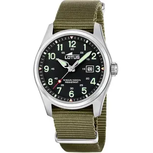 Montre - LOTUS - 19055/4 - Bracelet nato vert kaki - Boîtier 42 mm acier - Cadran noir luminescent pas cher