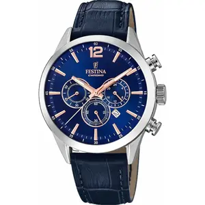 Festina Homme Chrono - F20542/4 - Cuir et cadran bleu pas cher