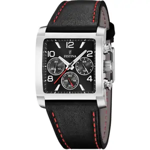 Festina Montre Timeless Chronograph Homme Acier Cuir Noir F20653/3 pas cher