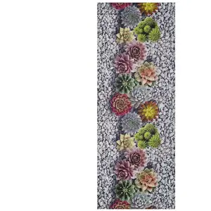 Tapis ATTICGO dessins cactus 52 x 200 cm SPRINTY CACTUS gris pas cher