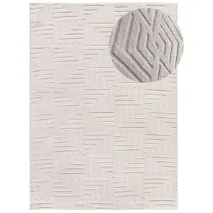Tapis ATTICGO géometrique avec relief 80 x 150 cm ESTILO 11070 crème pas cher