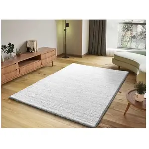 Tapis ATTICGO shaggy uni 120 x 180 cm ATLAS blanc pas cher