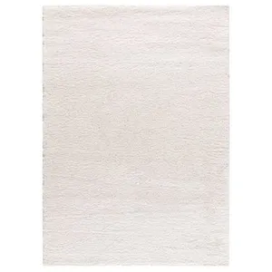 Tapis ATTICGO shaggy uni 60 x 120 cm ATLAS blanc pas cher