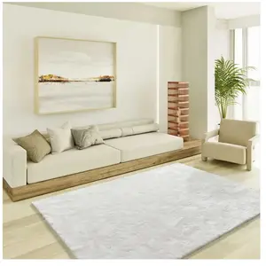 Tapis ATTICGO shaggy uni 140 x 200 cm ROMA LISO blanc