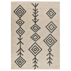 Tapis ATTICGO shaggy ethnique 80 x 150 cm ATLAS blanc pas cher