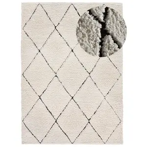 Tapis ATTICGO shaggy 60 x 120 cm ATESA 80260 crème pas cher