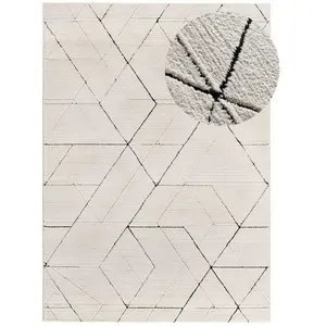 Tapis ATTICGO géométrique avec relief 120 x 170 cm TURIN 2378 blanc