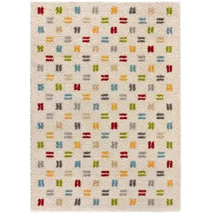 Tapis ATTICGO shaggy géométrique 133 x 190 cm BREMEN 8819 multicolore