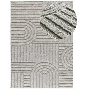 Tapis ATTICGO géométrique avec relief 64 x 120 cm JUNO 54406 gris pas cher