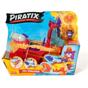 PIRATIX ADVENTURE WORLD Sea Crusher - Bateau pirate en forme de crabe - Comprend 1 bateau pirate, 1 piratix exclusif, 1 trésor exclusif, 1 accessoire, 1 canon et 1 projectileVendu parfnac-be