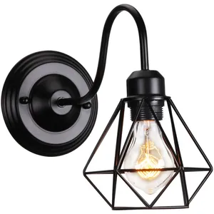 WOTTES Applique Murale Industrielle Lampe Murale Cage en Métal E27 Ø16... pas cher