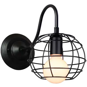 Wottes - Applique Murale Industrielle Moderne Cage en Métal Lampe E27 ... pas cher