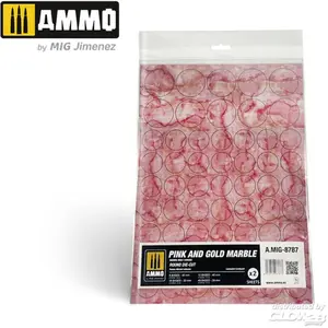 AMMO MIG Messenset - MIG 8787 Marble Pink - Gold - Round Die-cut Wargames - 2pcs Accessoires set pas cher