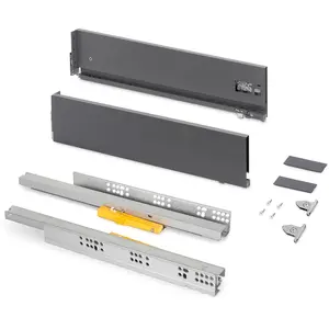 Emuca Tiroir extérieur Vertex Push Synchro avec réglages 3D, hauteur 131mm, 40kg, profondeur 350mm, Acier, Gris antracite pas cher