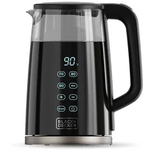 Comparateur de prix : Black+Decker - Bouilloire Électrique BXKE2206E 2200W Capacité 1,7L 7 Niveaux de Température Verre à Double Paroi Isolante Base Pivotante 360º Arrêt