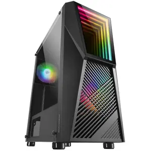 MARSGAMING Boîtier Moyen Tour ATX RGB avec Panneau Vitré, Noir pas cher