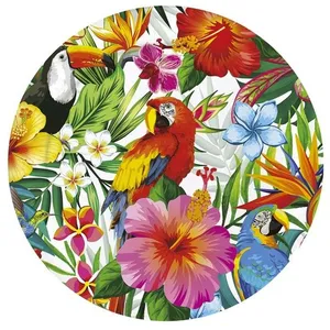 FIESTAS GUIRCA 6 ASSIETTES CARTON HAWAÏ TOUCAN PERROQUET 23CM   - VAISSELLE DE FÊTE pas cher