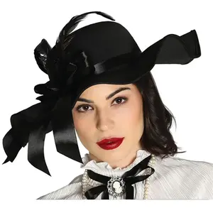 Comparateur de prix : Fiestas Guirca Chapeau - Noir - Soirée - Plumes - Large rebord - Chic années 20