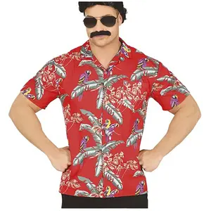 FIESTAS GUIRCA Chemise Hawaienne Jungle Bird Rouge Magnum Homme pas cher