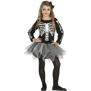 Fiestas Guirca Verkleedjurk Skelet Meisjes Zwart/wit Mt 110/116Vendu parbol