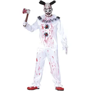 Guirca Déguisement bouffon assassin homme - Cirque - Polyester - Blanc - Halloween pas cher