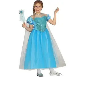 Fiestas Guirca Prinsessen verkleed jurk/kostuum - blauw - voor meisjes - prinses - ijsprinses - incl. cape 122/134 pas cher
