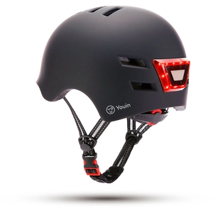 Youin Casque - LED - NOIR - Feux avant et arrière à LED - Batterie rechargeable USB pas cher