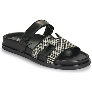 Slippers Exé Shoes 966-KIMOLOS-LEATHER-BEIGE-BLACK ZwartVendu parspartoo