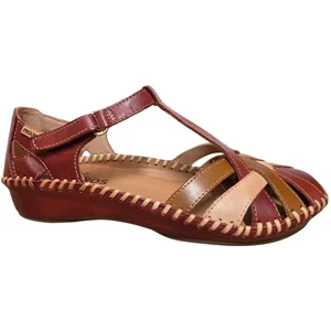 Sandales femme - Pikolinos - P.Vallarta - Cuir véritable - Rouge - Tal... pas cher