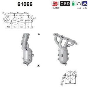 AS Catalyseur pour HYUNDAI: i20, i30, Elantra, Tucson, Accent, ix35, i40, Veloster, ix20 & KIA: Ceed, Rio, Carens, Soul, Sportage, Venga (Ref: 61066) pas cher